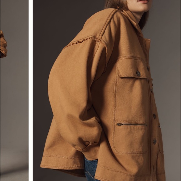 NWT! Anthropologie Pilcro Cotton Micro Fleece Button Front Jacket - Picture 4 of 11